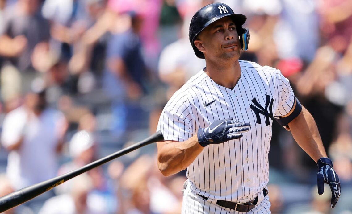 Aaron Judge Giancarlo Stanton homer Yankees sweep A's