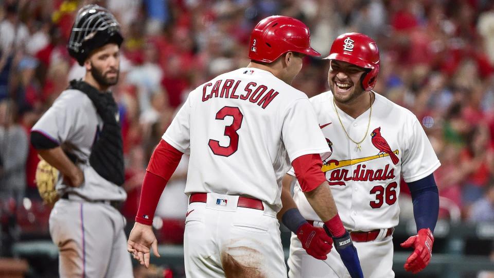 Carlson drives in 2, Cardinals rally to top Marlins 5-3