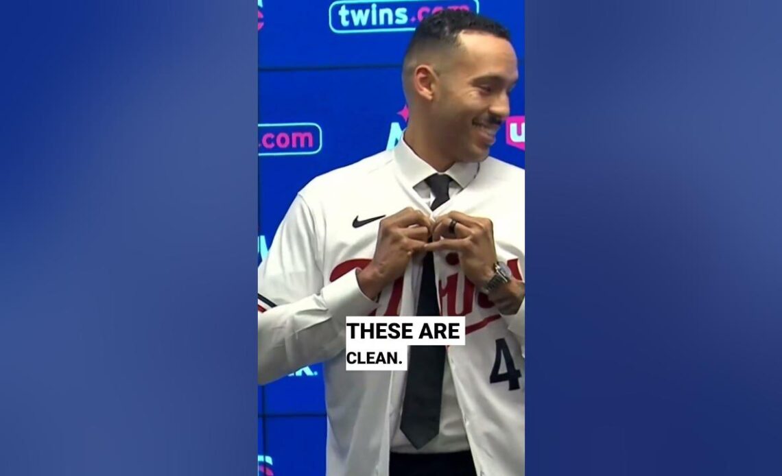 THESE ARE CLEAN! Carlos Correa tries on Minnesota's new jersey for the first time 🥶
